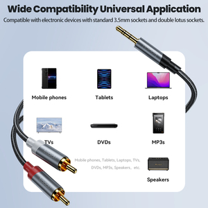 Toocki <strong>RCA</strong> Male to Aux Audio Adapter HiFi Sound <strong>Headphone</strong> Jack Adapter Connector for Phone Speaker MP3 Tablet HDTV - Product Image 6