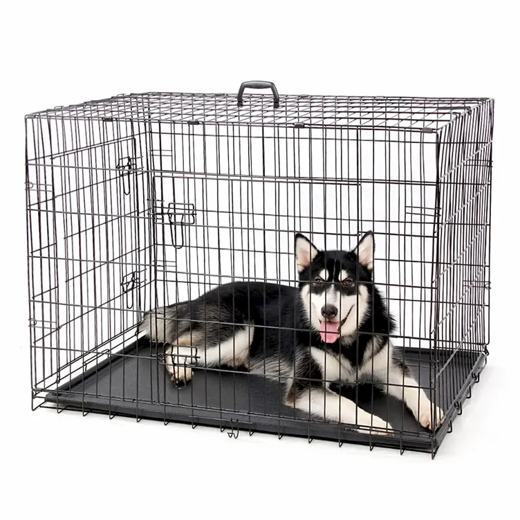 Casse per animali domestici in metallo resistente Extra grandi dimensioni in acciaio inossidabile pieghevole gabbia per cani e canili pesanti