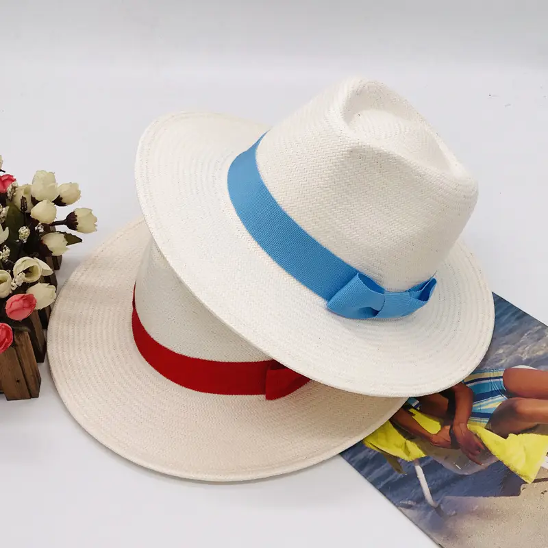 A401053 Custom Unisex Neue handgemachte Männer Frauen sonnen festen Papyrus hut Fedora Stroh Panama hut