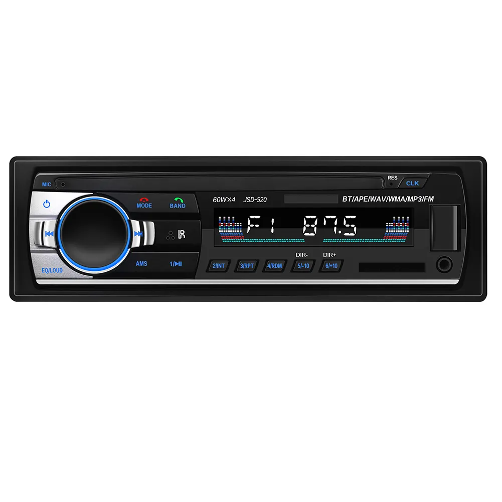 Radio de coche Sd de 1 Din universal al por mayor, receptor de entrada auxiliar Fm estéreo para coche con USB y reproductor de MP3 para coche Bt