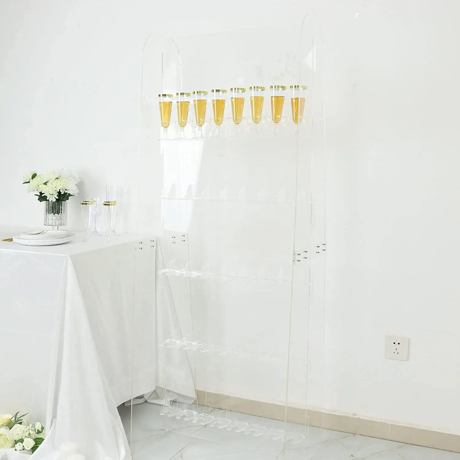 wholesale pvc customized champagne wall wedding backdrop display acrylic for wedding