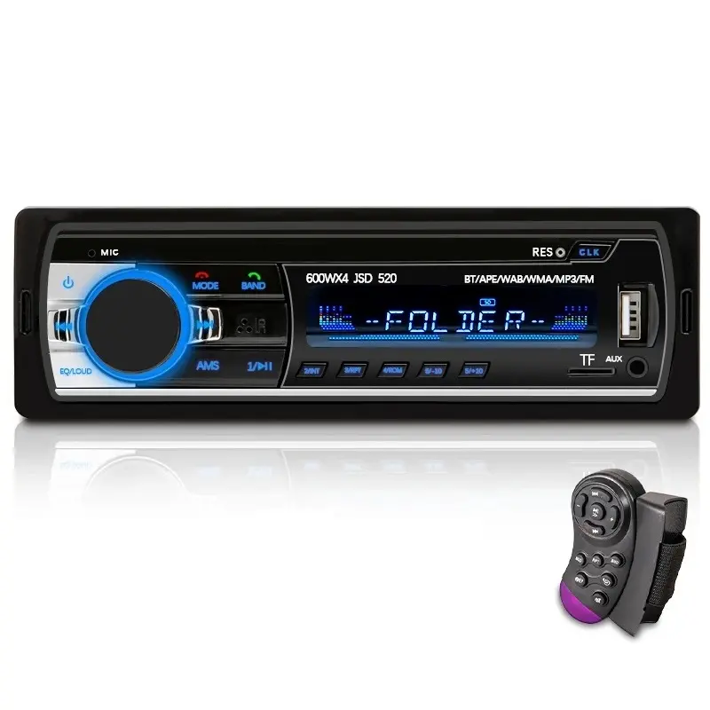 자동차 라디오 스테레오 MP3 플레이어 1 Din FM 오디오 음악 테이프 레코더 USB SD AUX 입력 디지털 블루투스 자동 라디오 대시 JSD520
