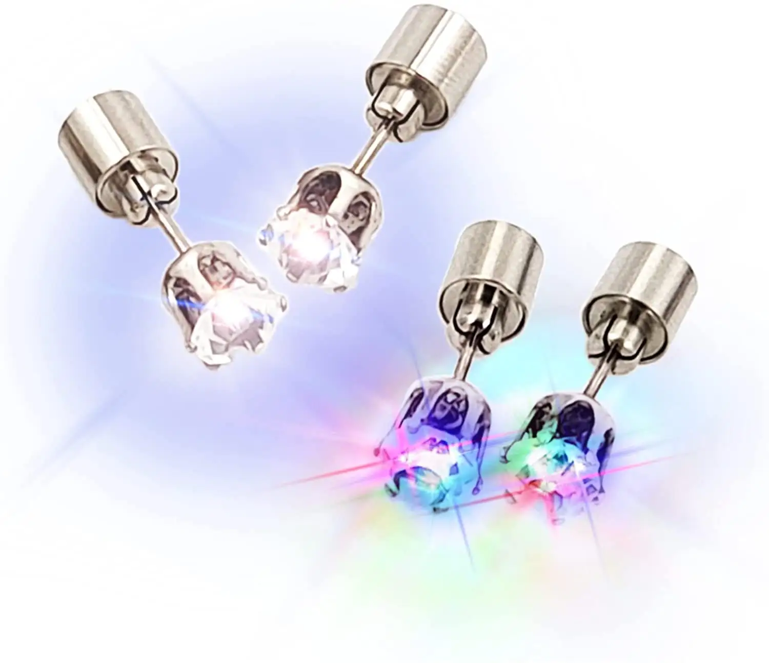 Vente en gros clous d'oreilles en zircon clignotant multicolores bijoux de fête lumineux à LED boucles d'oreilles Halloween discothèque lumineuses