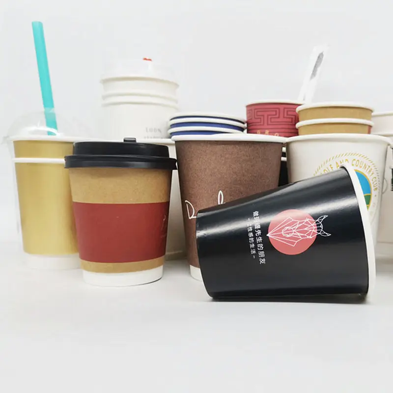 Fabricante Eco Personalizado barato único Wall Cup Logo Impresso Copos De Café De Papel Descartáveis