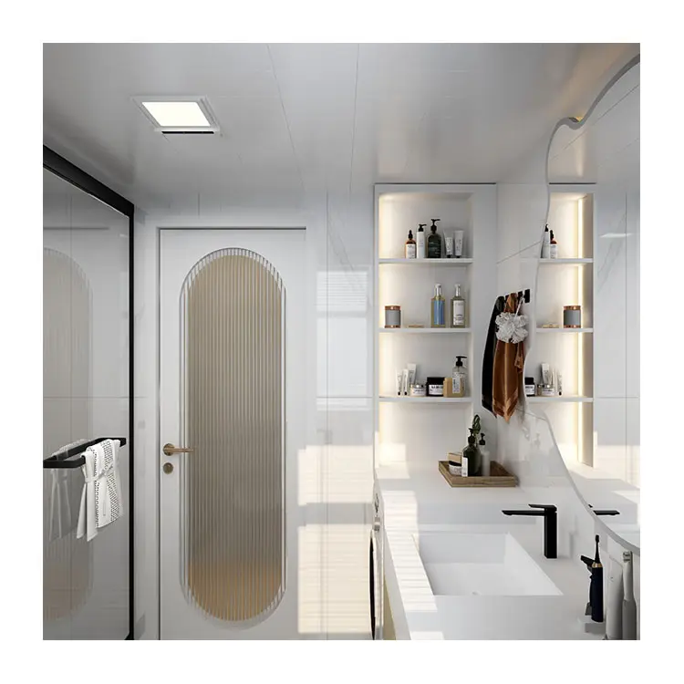 Meuble de salle de bain moderne et luxueux avec meuble de toilette flottant en bois et armoire à maquillage
