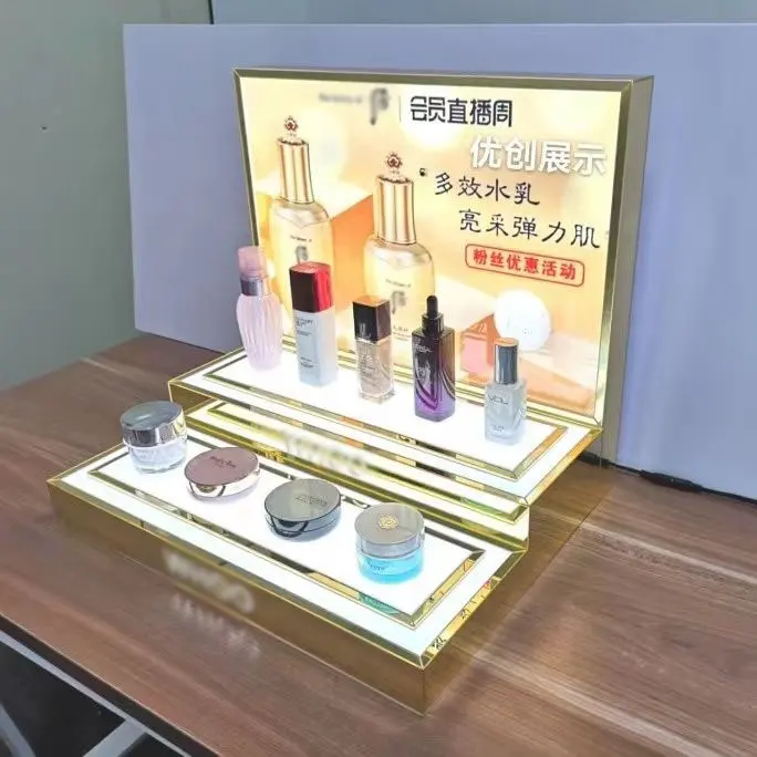 Aangepaste Acryl Make-Up Display Tafel Top Parfum Display Stand Voor Cosmetica Winkel