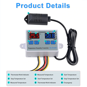 Controlador Digital de temperatura y humedad para incubadora, interruptor de calefacción de refrigeración, termostato, Sensor NTC, AC110-220V de XK-W1099 - Product Image 2