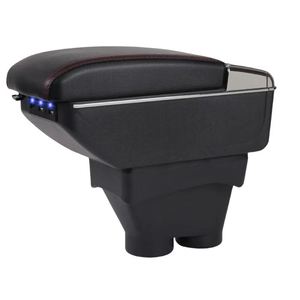ที่วางแขนหนังกล่องเก็บของกลางช่องเสียบ USB เพิ่มความสูงกล่องเก็บของสองชั้นสำหรับ Peugeot 208