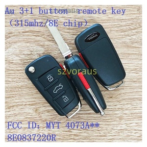 Szvoraus High Quality Remote Flip <strong>Key</strong> FOB Shell for <strong>Audi</strong> 3+1 Button Remote <strong>Key</strong>(315mhz/8E Chip) - Product Image 2