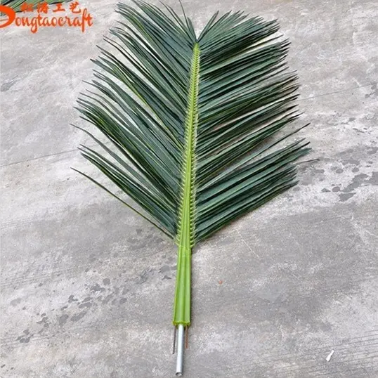 Hojas artificiales de palmera verde, nombres de hojas de árbol, hojas de palma secas decorativas de plástico, venta al por mayor