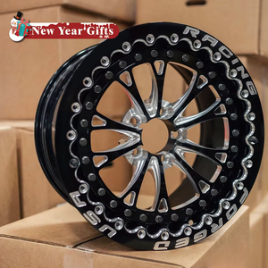 <span class=keywords><strong>2</strong></span>ピース 鍛造リム 5x4.75 グロスブラック ミルド加工 ビードロックホイール 15インチ 17インチ コルベット スープラ マスタング ドラッグホイール用 5x114.3 - Product Image 1