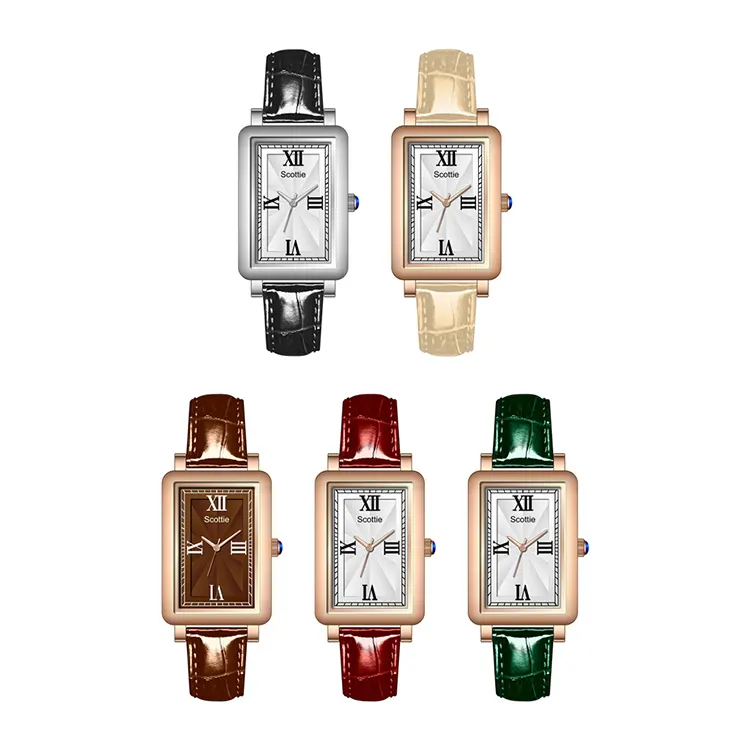 Scottie-reloj con correa de cuero y logotipo personalizado para mujer, pulsera de cuarzo de lujo con movimiento japonés, para regalo, venta al por mayor