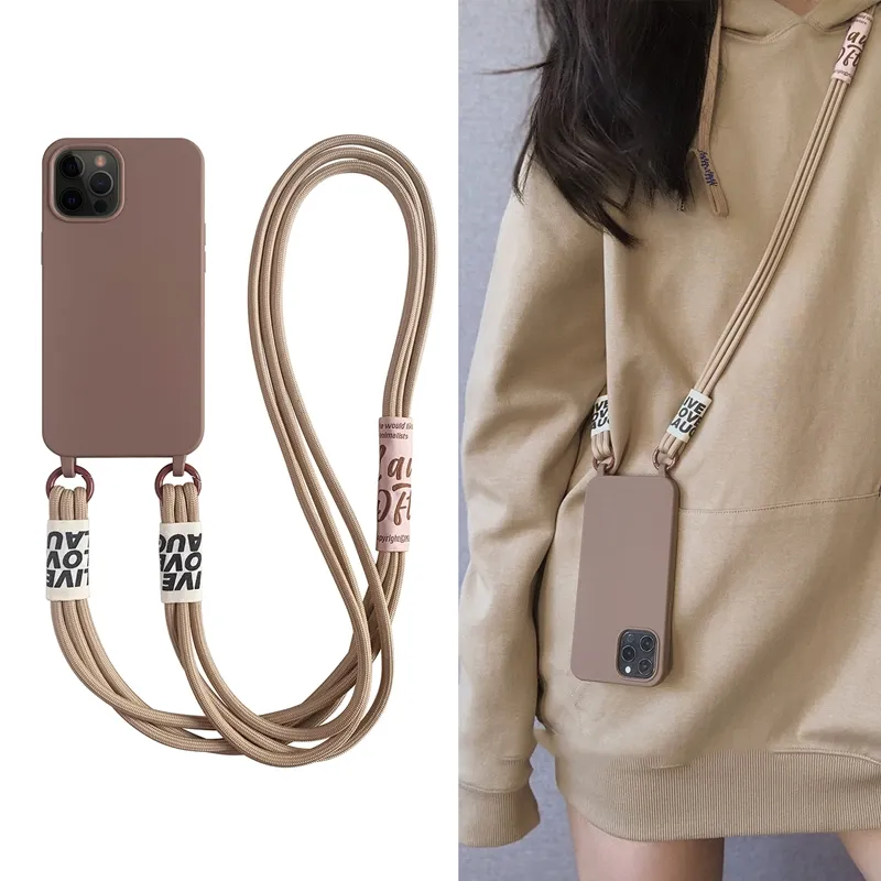 Casing ponsel Universal tali selempang, tiga tali Lanyard ponsel poliester dapat disesuaikan untuk Iphone 14 Pro Ma