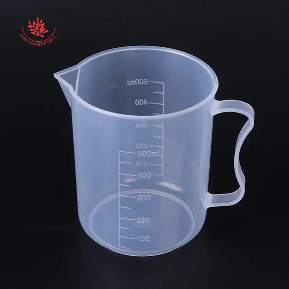 Vaso de medición de plástico transparente, vaso de medición de 500ml, cilindro de medición con escala, para medicina y laboratorio