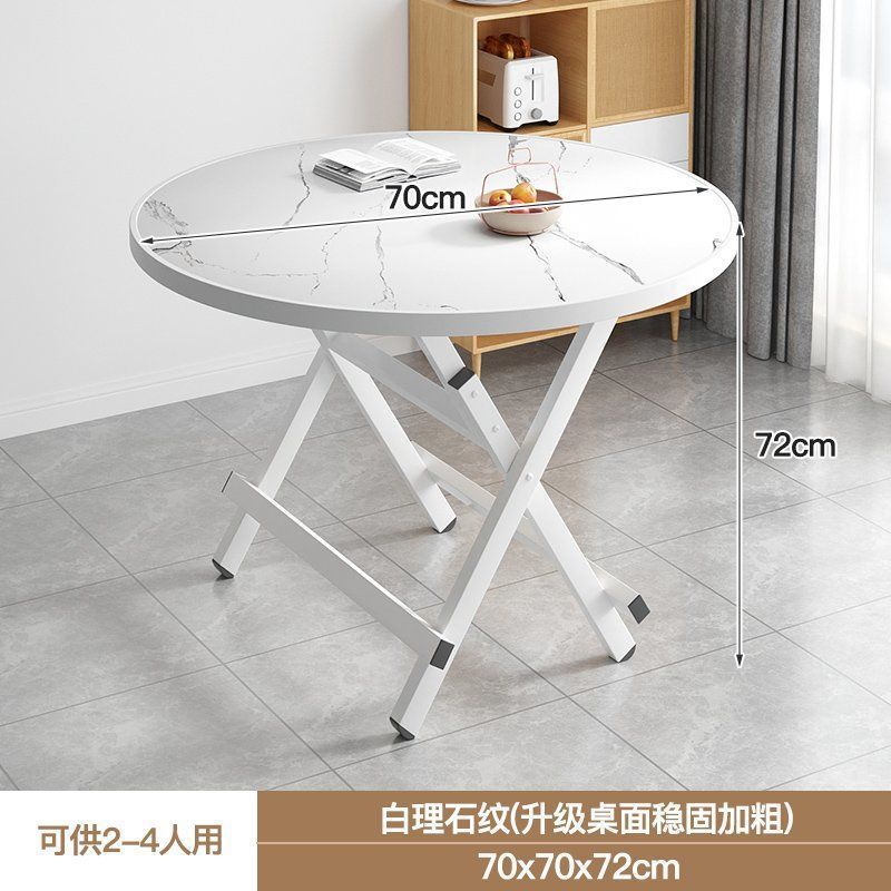 Table ronde pliante à bords E, 707072, marbre blanc.