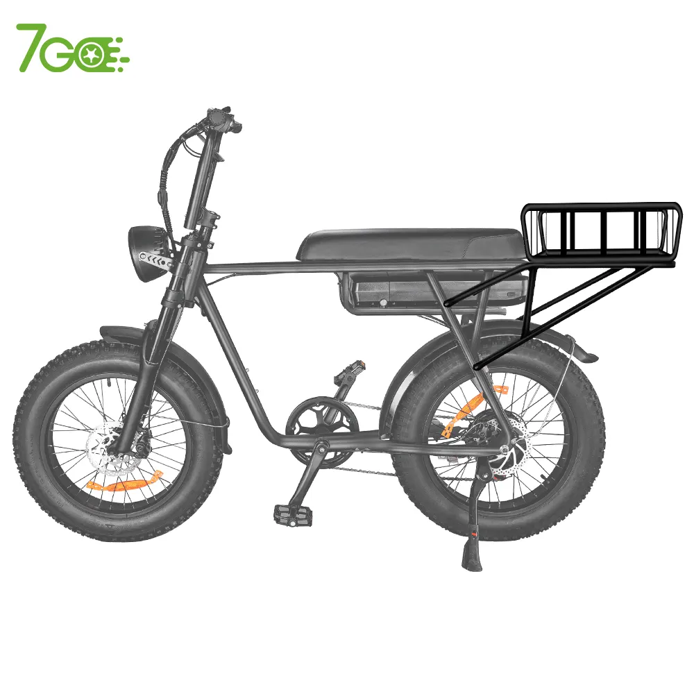 7Go yüksek kaliteli elektrikli bisiklet aksesuarları kargo arka asılı depolama sepeti toptan bisiklet demir arka e bisiklet ebike sepeti