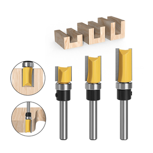 1/4 inç Shank gömme Trim yönlendirici Bit desen Bit üst alt rulman 3/4 "bıçak şablon ahşap freze kesici - Product Image 4