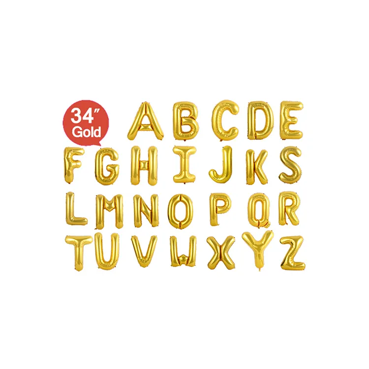 Precio de fábrica al por mayor de oro personalizado en forma de carta de 40 pulgadas globo de papel de aluminio Feliz cumpleaños letras globos