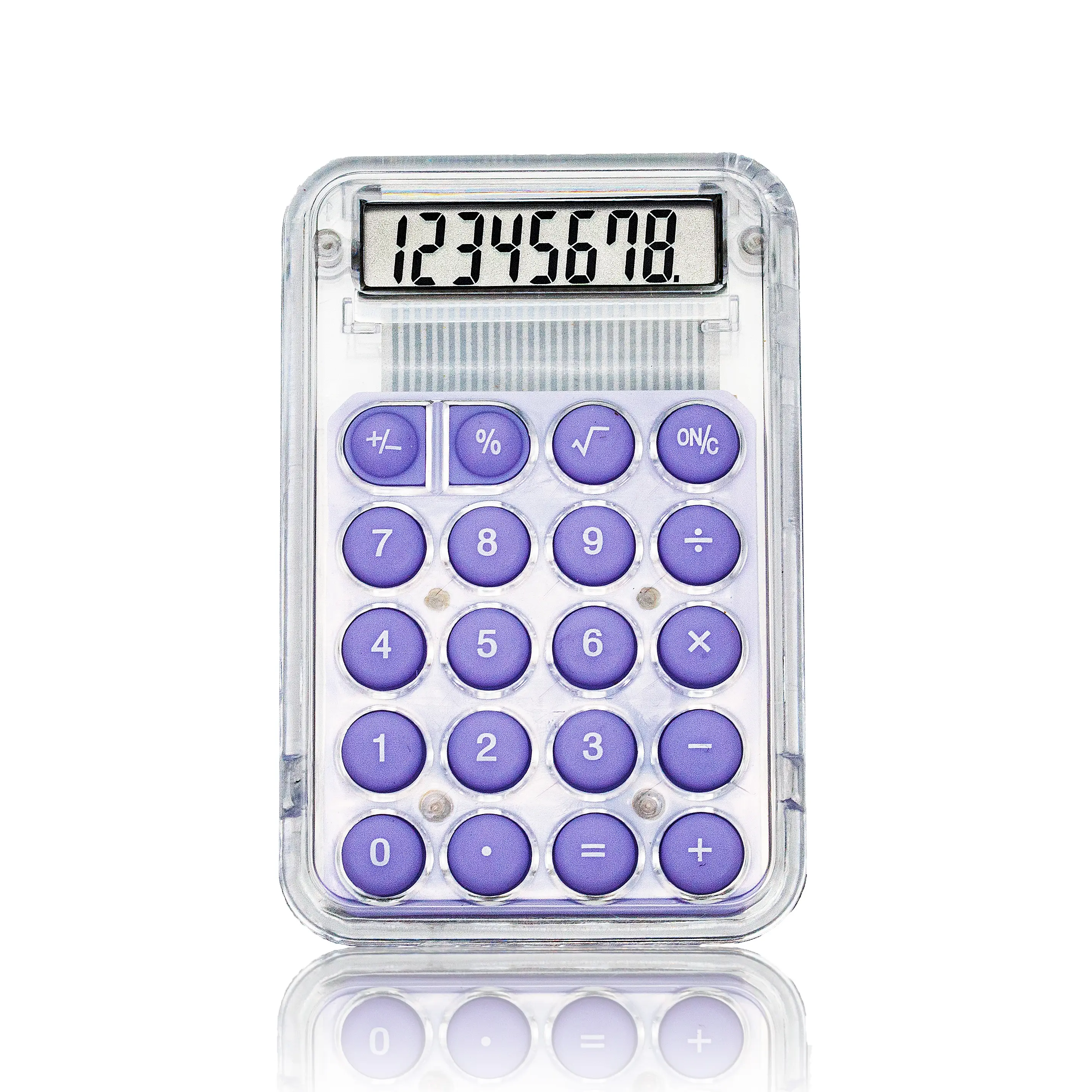 Hot Custom mini Precio bajo Escuela Oficina Escritorio financiero Estilo antiguo Calculadora simple Calculadora solar de 8 dígitos Cuerpo transparente