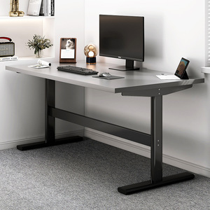 Escritorio de PC de mesa de estudio de ordenador ajustable para el hogar de madera con tapa de madera - Product Image 1