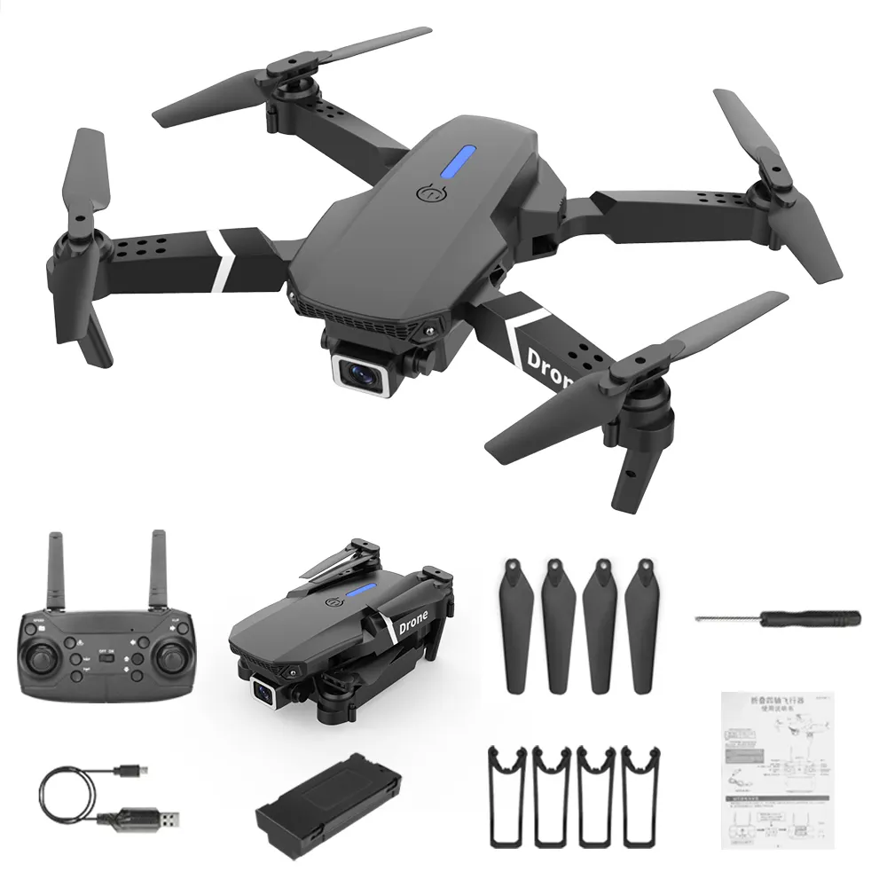 Flyxinsim Drone noir caméra E88 Max Pro 4K GPS, petit Drone avec caméra à bas prix, Mini Drone pour enfants E88 Pro