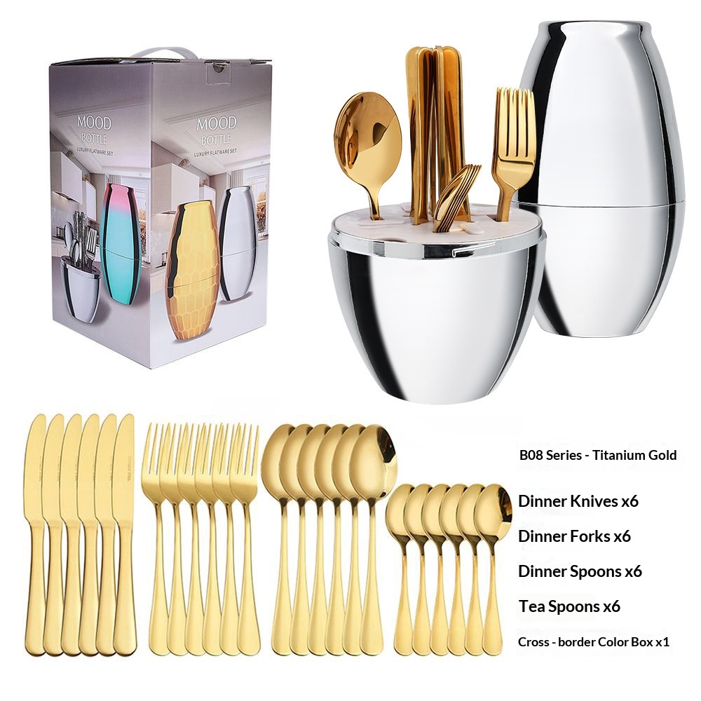 Bouteille argentée brillante dorée 24 pièces