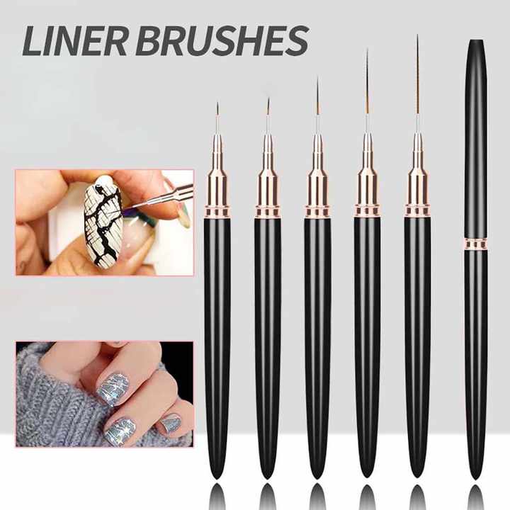 5 pièces 7/9/11/15/25mm Liner brosse ensemble poignée Nail Art stylo brosse dessin lignes rayure peinture fleur stylo Nail Art manucure outils