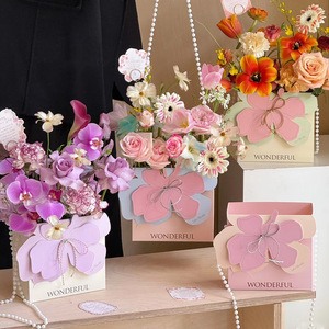 花の包装材料花の折り畳み可能なフラワーギフト包装ボックス手作りフラワーギフト用豪華なポータブルフラワーボックス