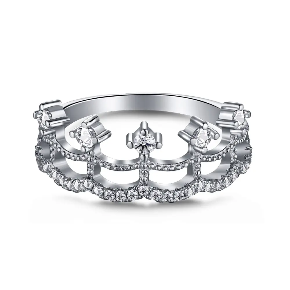 Anel de prata com renda para mulheres, novo design de estilo europeu e americano popular, anel de zircônia para Instagram, novo design S925 de 2024