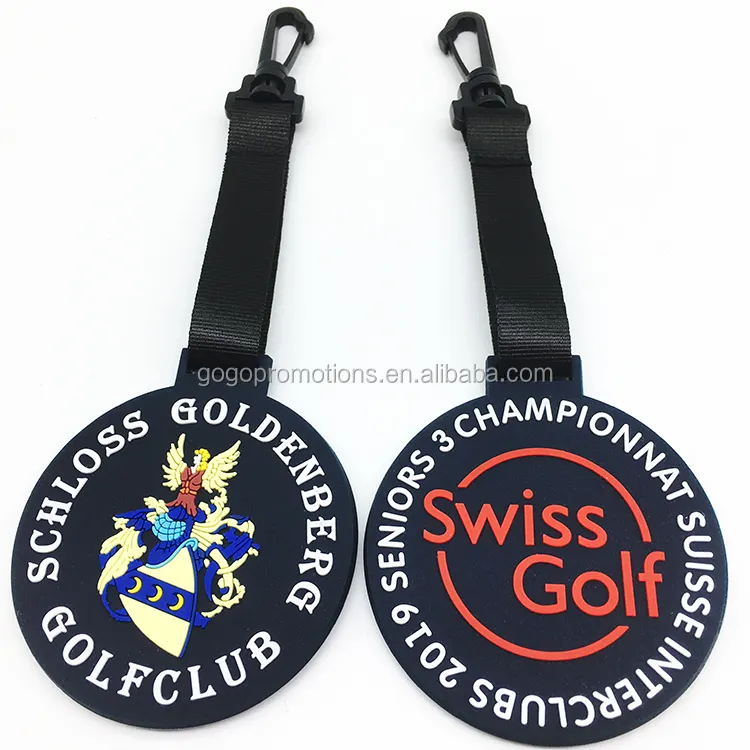 Venta al por mayor logotipo personalizado de goma de PVC etiqueta de equipaje bolsa de Golf etiqueta de nombre