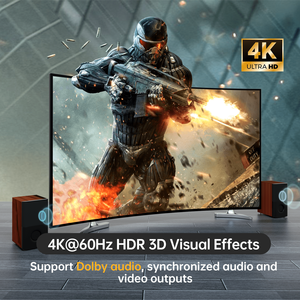4K 60Hz HDMI KVM交换机4端口 + 4根电缆，MT-VIKI 4计算机1监视器4端口KVM交换机HDMI 4进1出，带桌面控制