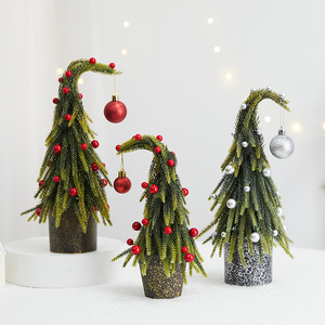 Asılı top PE simülasyon çarpık boyun noel yapay ağaç pencere düzeni için masaüstü atmosfer sahne oturma odası ev - Product Image 1