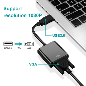 Convertidor de adaptador USB a VGA Pantalla de salida VGA de entrada USB 2,0 con cable de audio USB a VGA - Product Image 2