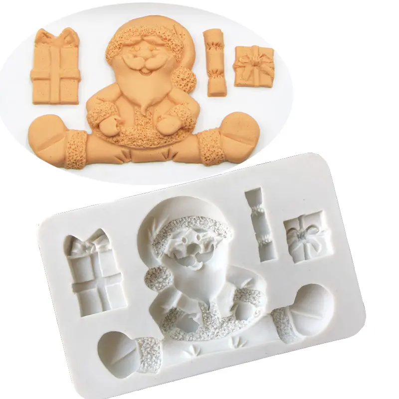 Navidad Santa Claus fondant molde de silicona azúcar artesanía moldes decoración de pasteles moldes pastel Cupcake Decoración