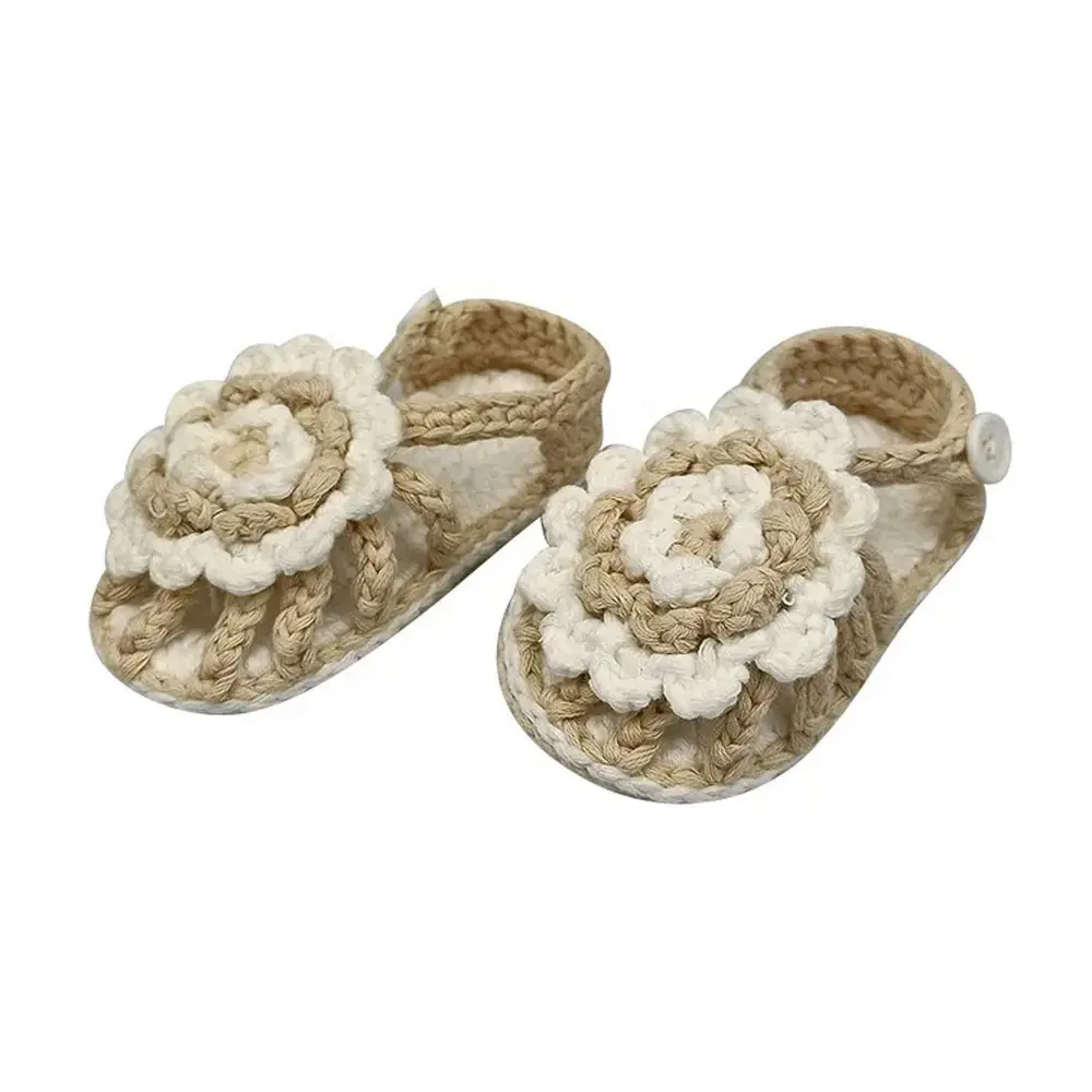 Factory Wholesale Crochet Sandal Babies Handmade Shoes With Flowers