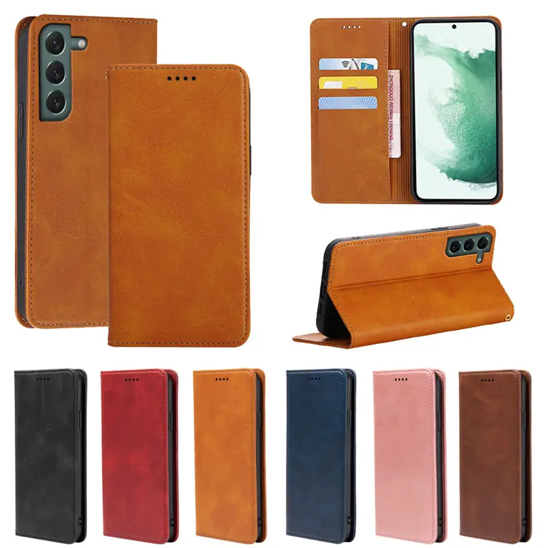 Funda de cuero con tapa para teléfono móvil Samsung, cartera con soporte magnético para tarjetas para Samsung Galaxy S23 S22 Ultra S21 FE S20 S10 Plus S9 S8