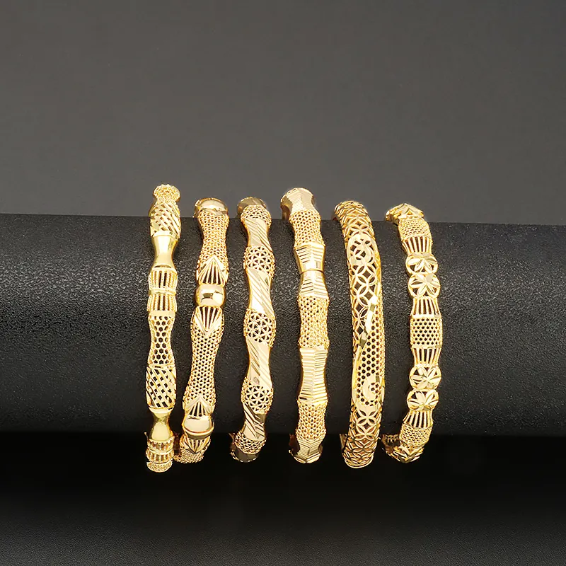 JXX-Pulseras y brazaletes de oro de Dubái de latón, producto clásico, joyería de boda, chapado en oro de 24K, joyería para mujer