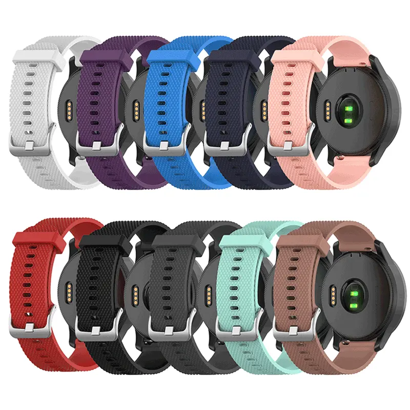 Qiman silikon saat kayışı Garmin öncüsü 245M 245 645 20mm spor silikon kordonlu saat kayışı Garmin Vivoactive 3/Venu