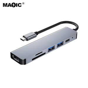 OEM Type C <strong>USB</strong> C 6 in 1 Ports Hub <strong>USB</strong> C <strong>to</strong> HDMI Monitor <strong>Adapter</strong> 4K Video <strong>USB2.0</strong> USB3.0 SD/TF PD <strong>3.0</strong> 6 in 1 Hub for PC Laptops - Product Image 1