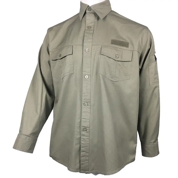 เสื้อทำงานบุรุษแบบสั่งทำ,เสื้อติดกระดุมสีเขียวทหารเสื้อผ้าทำงานช่างสำหรับผู้ชายบริการ OEM