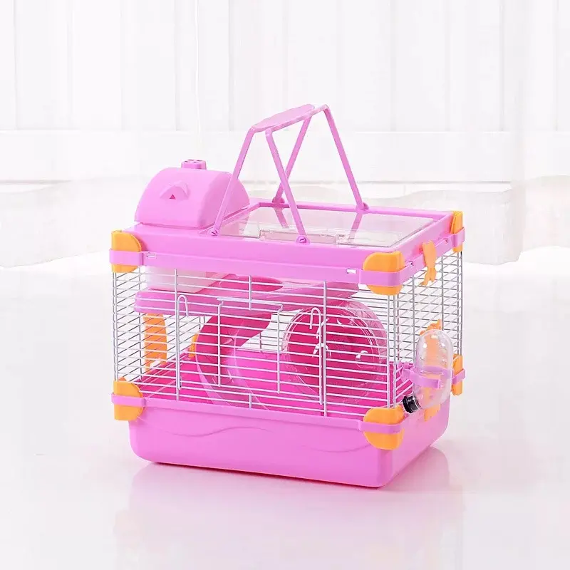 Şeffaf skylight lüks hamster villa kafes pet çift katmanlı kafes hamster kafesleri