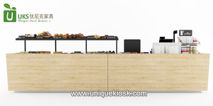 Mostrador de pago de alto nivel, Mostrador de caja, Mostrador de caja moderno, mesa de supermercado minorista con estante de exhibición a la venta - Product Image 4