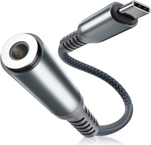 USB tip C için 3.5mm kadın kulaklık adaptör jak 20cm naylon örgülü USB C için 3.5mm Aux ses Dongle kablosu iPad Pro Macbook - Product Image 4