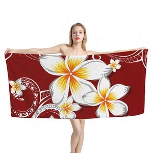 Özel ürün 2022 özel havlu plaj Samoa Tribal Plumeria desen baskılı banyo havlusu toptan tasarımcı plaj havlusu - Product Image 2