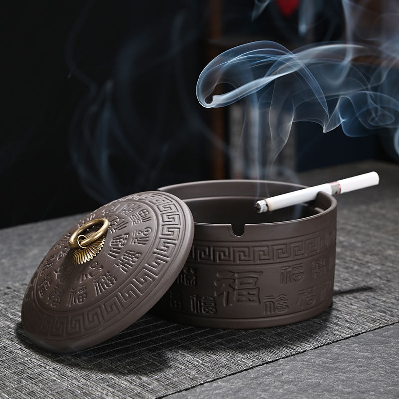 New Style - Purple Clay Ashtray with Lid