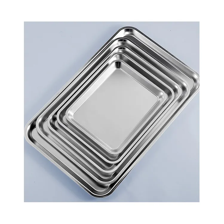 Bandeja de servicio de comida grande de diseño simple Mini de acero inoxidable personalizado de calidad excepcional