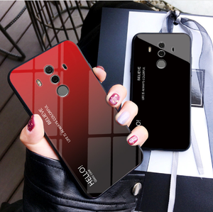 Huawei Mate 10 için 20 Pro durumda degrade temperli cam basit telefon kılıfı Huawei Huawei 20 arka kapak kabuk - Product Image 2