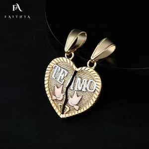 FP1024 Friendship TEAMO Heart-shaped Peace dove Three-color Necklace Symbolizing World Peace and Unity - Product Image 2