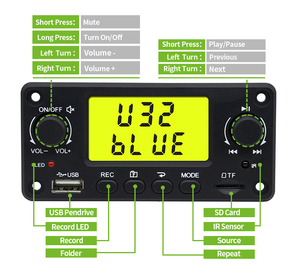畅销书Teampie数字音频MP3音乐播放器<span class=keywords><strong>USB</strong></span>面板板，带FAT32 TPM118A