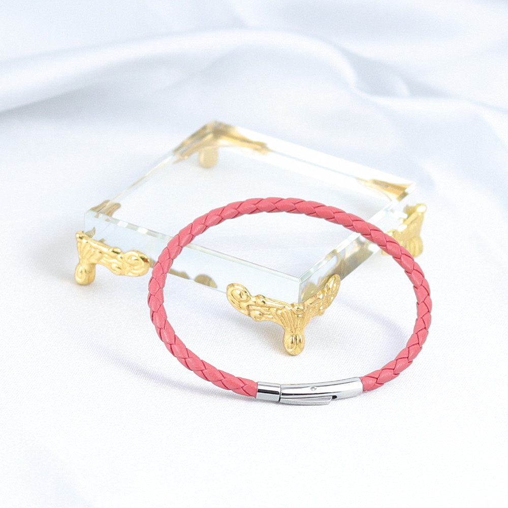 Chiusura in argento + vera pelle di pecora rosa